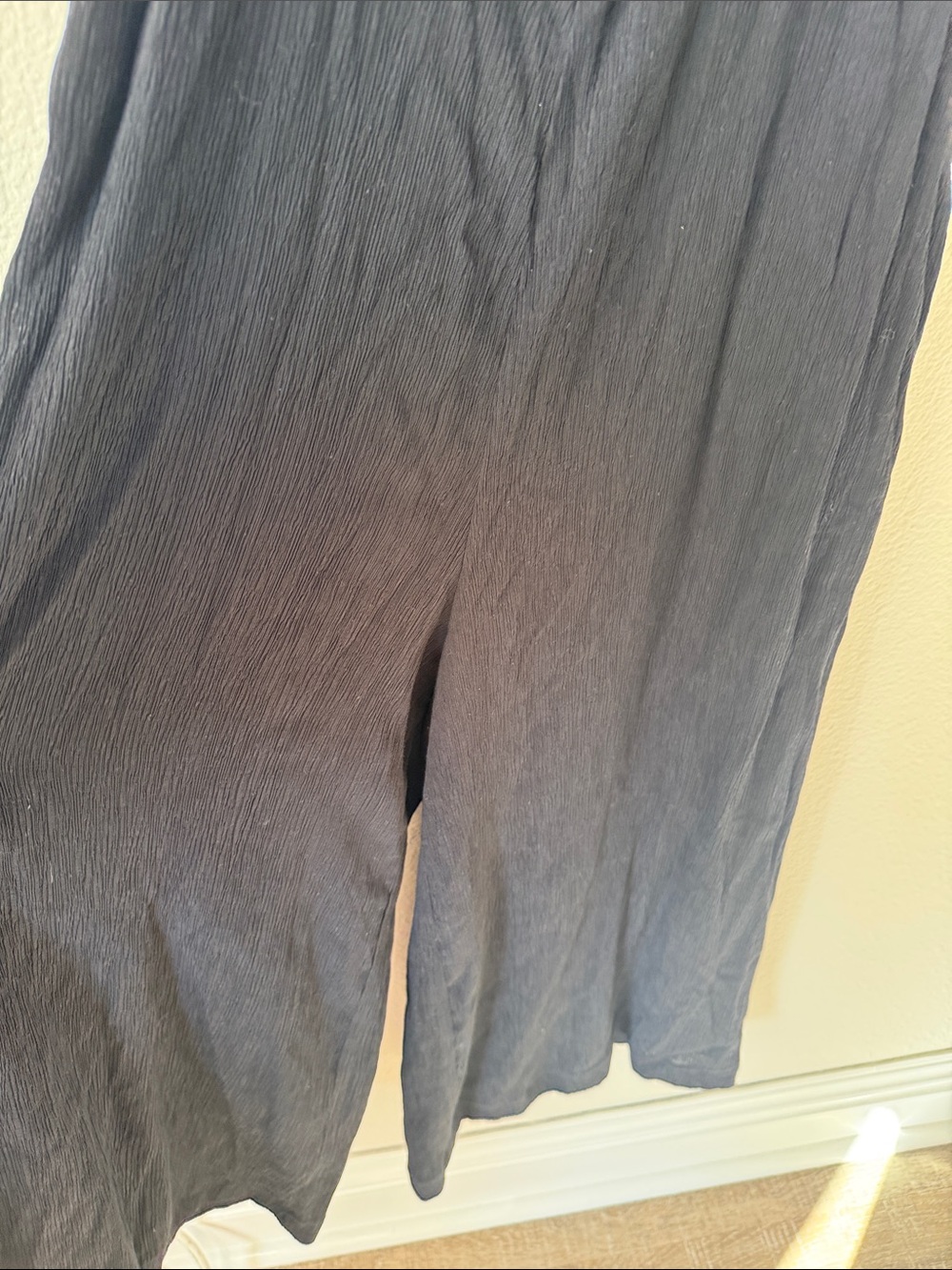 Anthropologie Black Textured Wide Leg Jumpsuit with Scoop Neck - Picture 5 of 9
